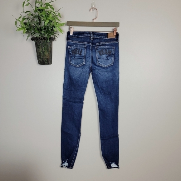 American Eagle Jegging Distressed Chewed Stud Studded Hell Yeah Jeans AE 4 Y2K - Picture 11 of 14